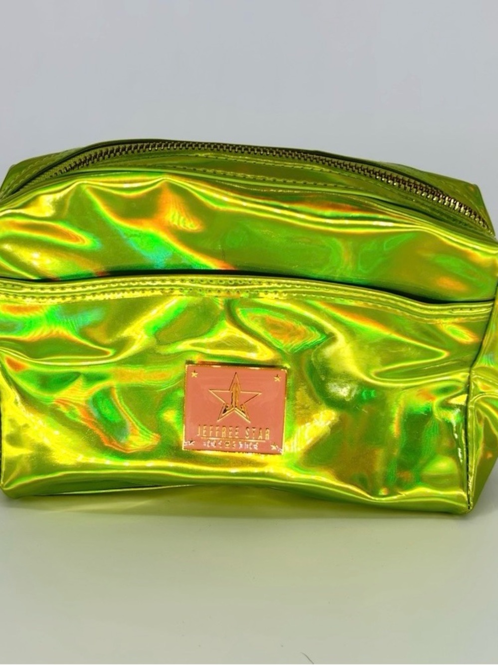 Jeffree Star Iridescent Lime Green Holographic Cosmetic Bag